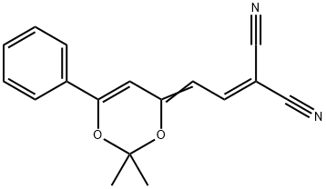 2-[2-(2,2-dimethyl-6-phenyl-4H-1,3-dioxin-4-ylidene)ethylidene]malononitrile Struktur