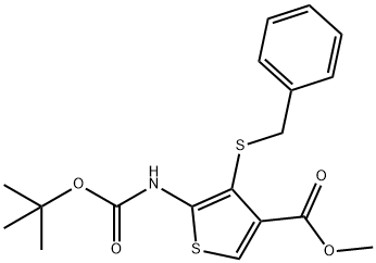 methyl 4-(benzylsulfanyl)-5-[(tert-butoxycarbonyl)amino]-3-thiophenecarboxylate,243462-81-9,结构式