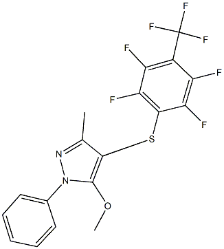 5-methoxy-3-methyl-1-phenyl-4-{[2,3,5,6-tetrafluoro-4-(trifluoromethyl)phenyl]sulfanyl}-1H-pyrazole|
