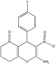 2-amino-4-(4-fluorophenyl)-3-nitro-4,6,7,8-tetrahydro-5H-chromen-5-one 结构式