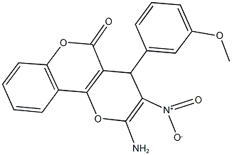 2-amino-3-nitro-4-(3-methoxyphenyl)-4H,5H-pyrano[3,2-c]chromen-5-one 结构式