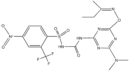 2-(dimethylamino)-4-{[({[4-nitro-2-(trifluoromethyl)phenyl]sulfonyl}amino)carbonyl]amino}-6-{[(1-methylpropylidene)amino]oxy}-1,3,5-triazine,247263-08-7,结构式