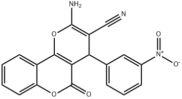 2-amino-4-{3-nitrophenyl}-5-oxo-4H,5H-pyrano[3,2-c]chromene-3-carbonitrile Structure