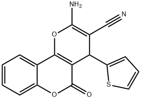 2-amino-5-oxo-4-(2-thienyl)-4H,5H-pyrano[3,2-c]chromene-3-carbonitrile Structure