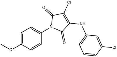 3-chloro-4-(3-chloroanilino)-1-(4-methoxyphenyl)-1H-pyrrole-2,5-dione 化学構造式