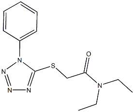 N,N-diethyl-2-[(1-phenyl-1H-tetraazol-5-yl)sulfanyl]acetamide 化学構造式