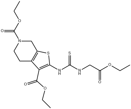 diethyl 2-({[(2-ethoxy-2-oxoethyl)amino]carbothioyl}amino)-4,7-dihydrothieno[2,3-c]pyridine-3,6(5H)-dicarboxylate Structure