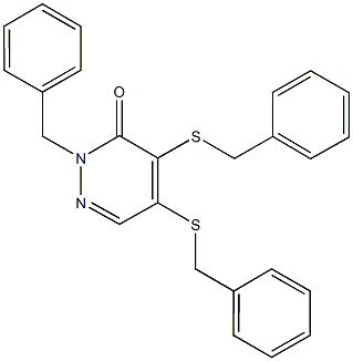 2-benzyl-4,5-bis(benzylsulfanyl)-3(2H)-pyridazinone 化学構造式