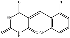 5-(2,6-dichlorobenzylidene)-2-thioxodihydro-4,6(1H,5H)-pyrimidinedione Struktur