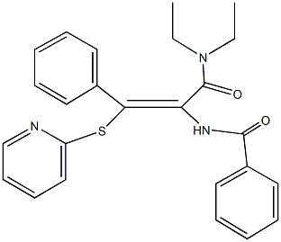 N-[1-[(diethylamino)carbonyl]-2-phenyl-2-(2-pyridinylsulfanyl)vinyl]benzamide Struktur