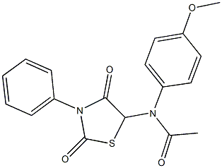 N-(2,4-dioxo-3-phenyl-1,3-thiazolidin-5-yl)-N-(4-methoxyphenyl)acetamide 化学構造式