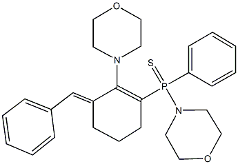 3-benzylidene-2-(4-morpholinyl)-1-cyclohexen-1-yl(4-morpholinyl)phenylphosphine sulfide Struktur