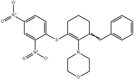 4-[6-benzylidene-2-({2,4-bisnitrophenyl}sulfanyl)-1-cyclohexen-1-yl]morpholine,270256-20-7,结构式