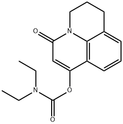 5-oxo-2,3-dihydro-1H,5H-pyrido[3,2,1-ij]quinolin-7-yl diethylcarbamate 化学構造式