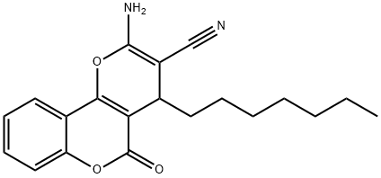 2-amino-4-heptyl-5-oxo-4H,5H-pyrano[3,2-c]chromene-3-carbonitrile Structure