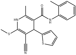 5-cyano-2-methyl-N-(2-methylphenyl)-6-(methylsulfanyl)-4-(2-thienyl)-1,4-dihydro-3-pyridinecarboxamide 化学構造式