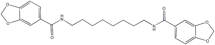 N-{8-[(1,3-benzodioxol-5-ylcarbonyl)amino]octyl}-1,3-benzodioxole-5-carboxamide Struktur