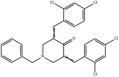1-benzyl-3,5-bis(2,4-dichlorobenzylidene)-4-piperidinone Struktur