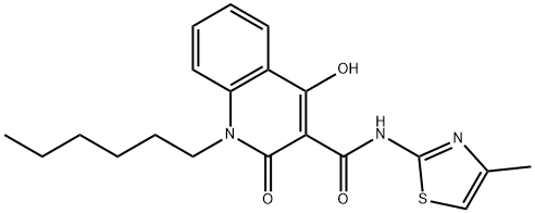 1-hexyl-4-hydroxy-N-(4-methyl-1,3-thiazol-2-yl)-2-oxo-1,2-dihydro-3-quinolinecarboxamide,280112-16-5,结构式