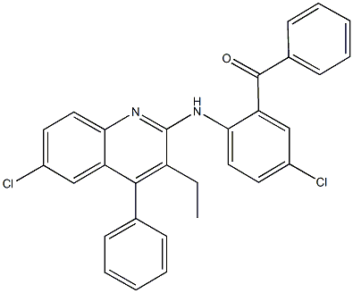 {5-chloro-2-[(6-chloro-3-ethyl-4-phenylquinolin-2-yl)amino]phenyl}(phenyl)methanone|