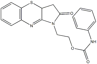 2-(2-oxo-3,3a-dihydropyrrolo[3,2-b][1,4]benzothiazin-1(2H)-yl)ethyl phenylcarbamate Struktur