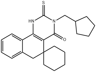 3-(cyclopentylmethyl)-2-thioxo-2,3,5,6-tetrahydrospiro(benzo[h]quinazoline-5,1'-cyclohexane)-4(1H)-one 结构式