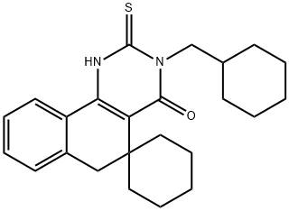 3-(cyclohexylmethyl)-2-thioxo-2,3,5,6-tetrahydro-4(1H)-oxospiro(benzo[h]quinazoline5,1'-cyclohexane) Structure