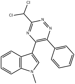3-[3-(dichloromethyl)-6-phenyl-1,2,4-triazin-5-yl]-1-methyl-1H-indole Struktur