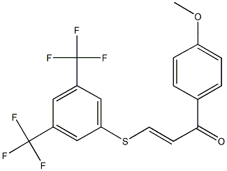 3-{[3,5-bis(trifluoromethyl)phenyl]sulfanyl}-1-(4-methoxyphenyl)-2-propen-1-one Struktur