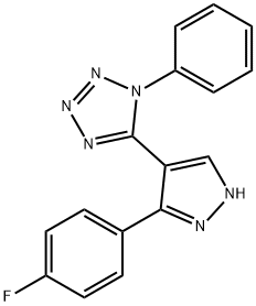 5-[5-(4-fluorophenyl)-1H-pyrazol-4-yl]-1-phenyl-1H-tetraazole 化学構造式