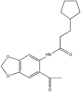 N-(6-acetyl-1,3-benzodioxol-5-yl)-3-cyclopentylpropanamide,288312-48-1,结构式