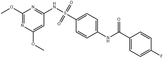 N-(4-{[(2,6-dimethoxy-4-pyrimidinyl)amino]sulfonyl}phenyl)-4-fluorobenzamide Structure