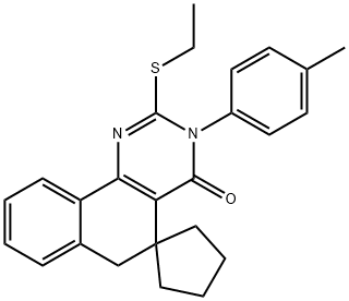 2-(ethylsulfanyl)-3-(4-methylphenyl)-5,6-dihydrospiro(benzo[h]quinazoline-5,1'-cyclopentane)-4(3H)-one|