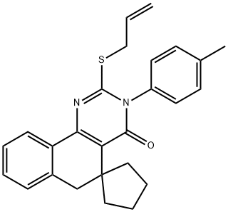 2-(allylsulfanyl)-3-(4-methylphenyl)-5,6-dihydrospiro[benzo[h]quinazoline-5,1'-cyclopentane]-4(3H)-one Structure