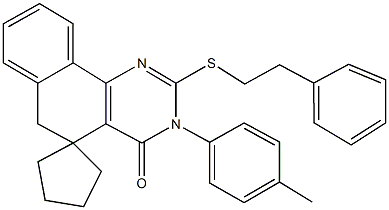 3-(4-methylphenyl)-2-[(2-phenylethyl)sulfanyl]-5,6-dihydrospiro(benzo[h]quinazoline-5,1