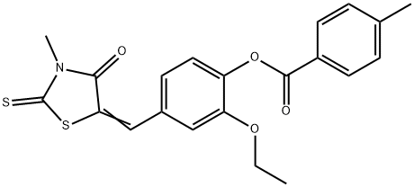 2-ethoxy-4-[(3-methyl-4-oxo-2-thioxo-1,3-thiazolidin-5-ylidene)methyl]phenyl 4-methylbenzoate Structure