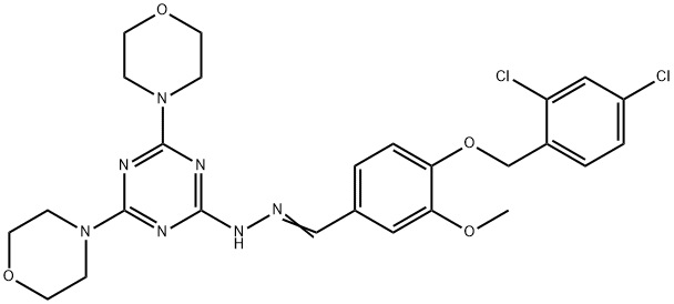 4-[(2,4-dichlorobenzyl)oxy]-3-methoxybenzaldehyde (4,6-dimorpholin-4-yl-1,3,5-triazin-2-yl)hydrazone Structure