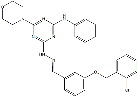 3-[(2-chlorobenzyl)oxy]benzaldehyde [4-anilino-6-(4-morpholinyl)-1,3,5-triazin-2-yl]hydrazone 化学構造式
