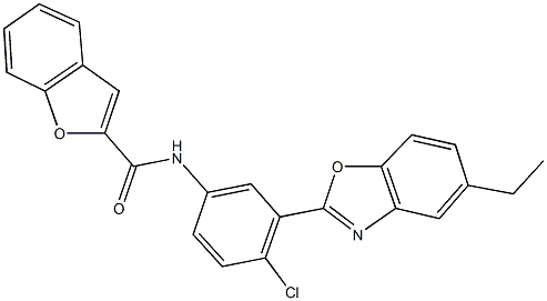 N-[4-chloro-3-(5-ethyl-1,3-benzoxazol-2-yl)phenyl]-1-benzofuran-2-carboxamide,292052-65-4,结构式