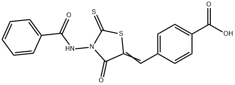 4-{[3-(benzoylamino)-4-oxo-2-thioxo-1,3-thiazolidin-5-ylidene]methyl}benzoic acid Struktur