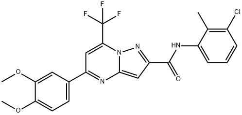N-(3-chloro-2-methylphenyl)-5-(3,4-dimethoxyphenyl)-7-(trifluoromethyl)pyrazolo[1,5-a]pyrimidine-2-carboxamide,292057-99-9,结构式