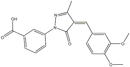 3-[4-(3,4-dimethoxybenzylidene)-3-methyl-5-oxo-4,5-dihydro-1H-pyrazol-1-yl]benzoic acid Structure