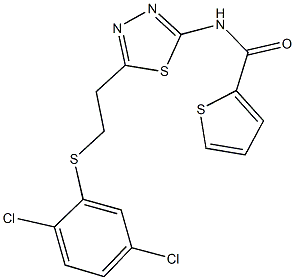 N-(5-{2-[(2,5-dichlorophenyl)thio]ethyl}-1,3,4-thiadiazol-2-yl)thiophene-2-carboxamide 化学構造式