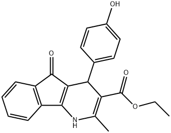 ethyl 4-(4-hydroxyphenyl)-2-methyl-5-oxo-4,5-dihydro-1H-indeno[1,2-b]pyridine-3-carboxylate 化学構造式