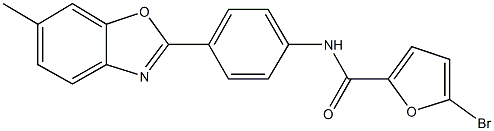 5-bromo-N-[4-(6-methyl-1,3-benzoxazol-2-yl)phenyl]-2-furamide 化学構造式