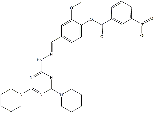 4-{2-[4,6-di(1-piperidinyl)-1,3,5-triazin-2-yl]carbohydrazonoyl}-2-methoxyphenyl 3-nitrobenzoate|