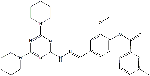 4-{2-[4,6-di(1-piperidinyl)-1,3,5-triazin-2-yl]carbohydrazonoyl}-2-methoxyphenyl 3-methylbenzoate|