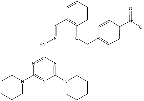 292075-28-6 2-({4-nitrobenzyl}oxy)benzaldehyde [4,6-di(1-piperidinyl)-1,3,5-triazin-2-yl]hydrazone