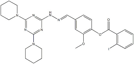 4-{2-[4,6-di(1-piperidinyl)-1,3,5-triazin-2-yl]carbohydrazonoyl}-2-methoxyphenyl 2-iodobenzoate 结构式