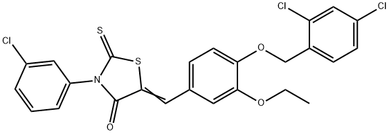 3-(3-chlorophenyl)-5-{4-[(2,4-dichlorobenzyl)oxy]-3-ethoxybenzylidene}-2-thioxo-1,3-thiazolidin-4-one,292075-69-5,结构式